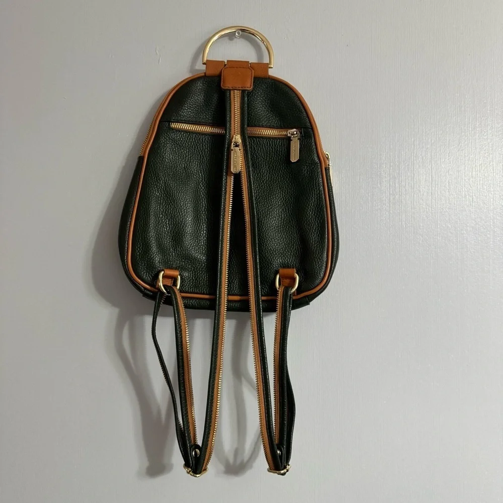 Valentina Dark Green with Brown Italian Small Backpack